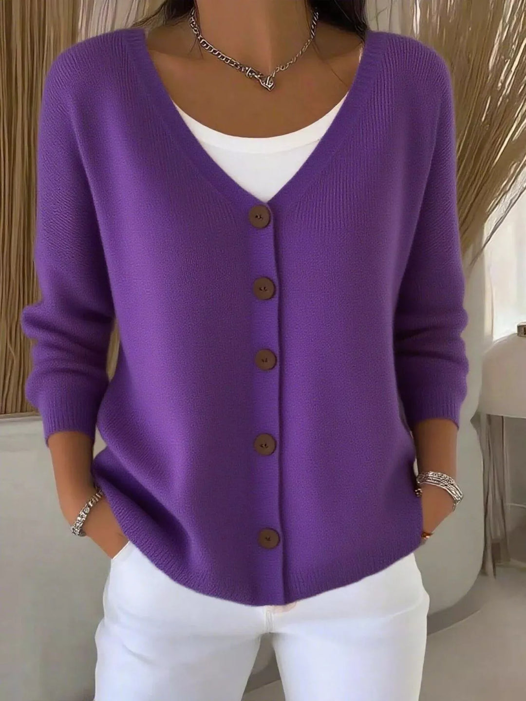 Full Size V-Neck Button-Down Knit Cardigan Plus Size