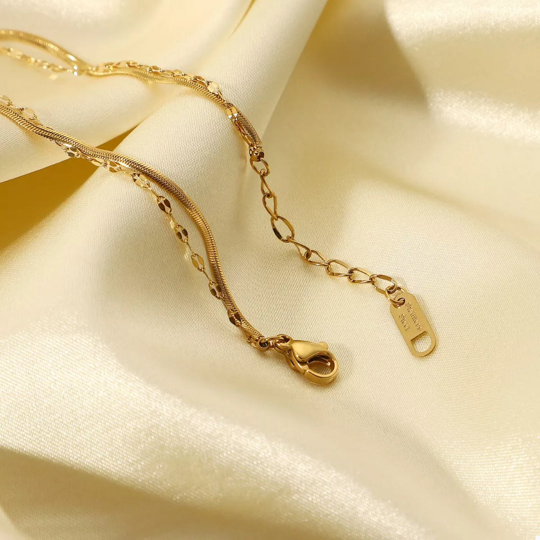 18K Gold-Plated Zircon Double Layered Bracelet