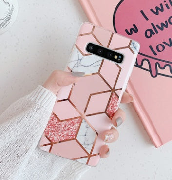 Retro geometric marble mobile phone case