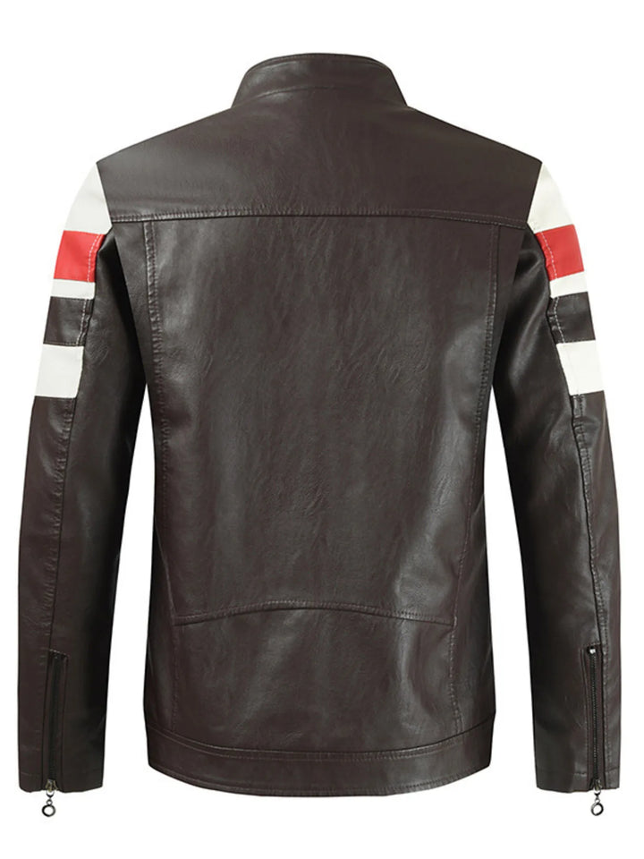 Men's Plus Size Contrast Zip Up Long Sleeve Jacket