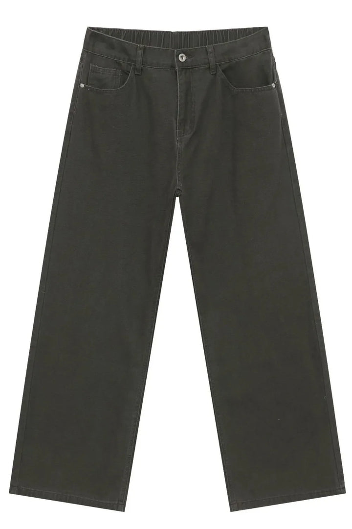 Men's Half Elastic Waist Jeans with Pockets