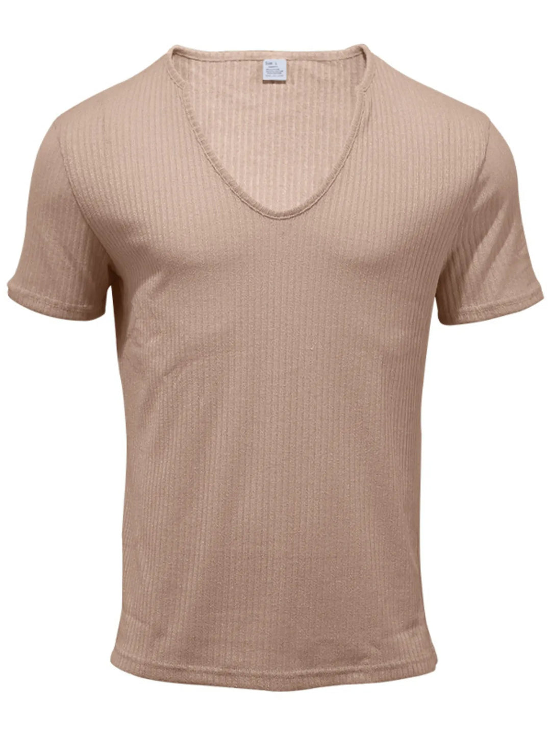 Men's Full Size Ribbed V-Neck T-Shirt Plus Size