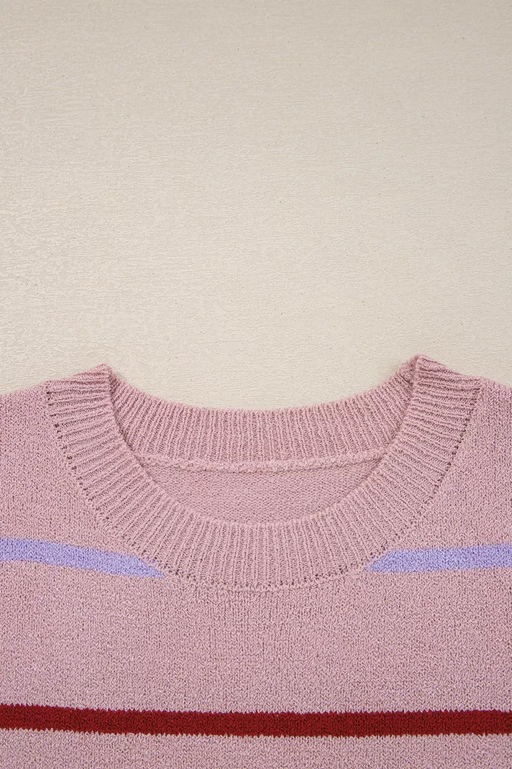 Striped Drop Shoulder Long Sleeve Sweater