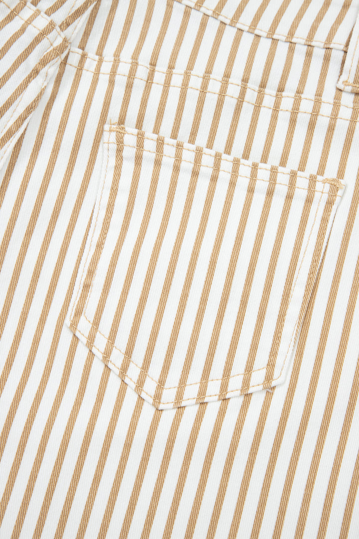 Khaki Stripe Casual Barrel Jeans