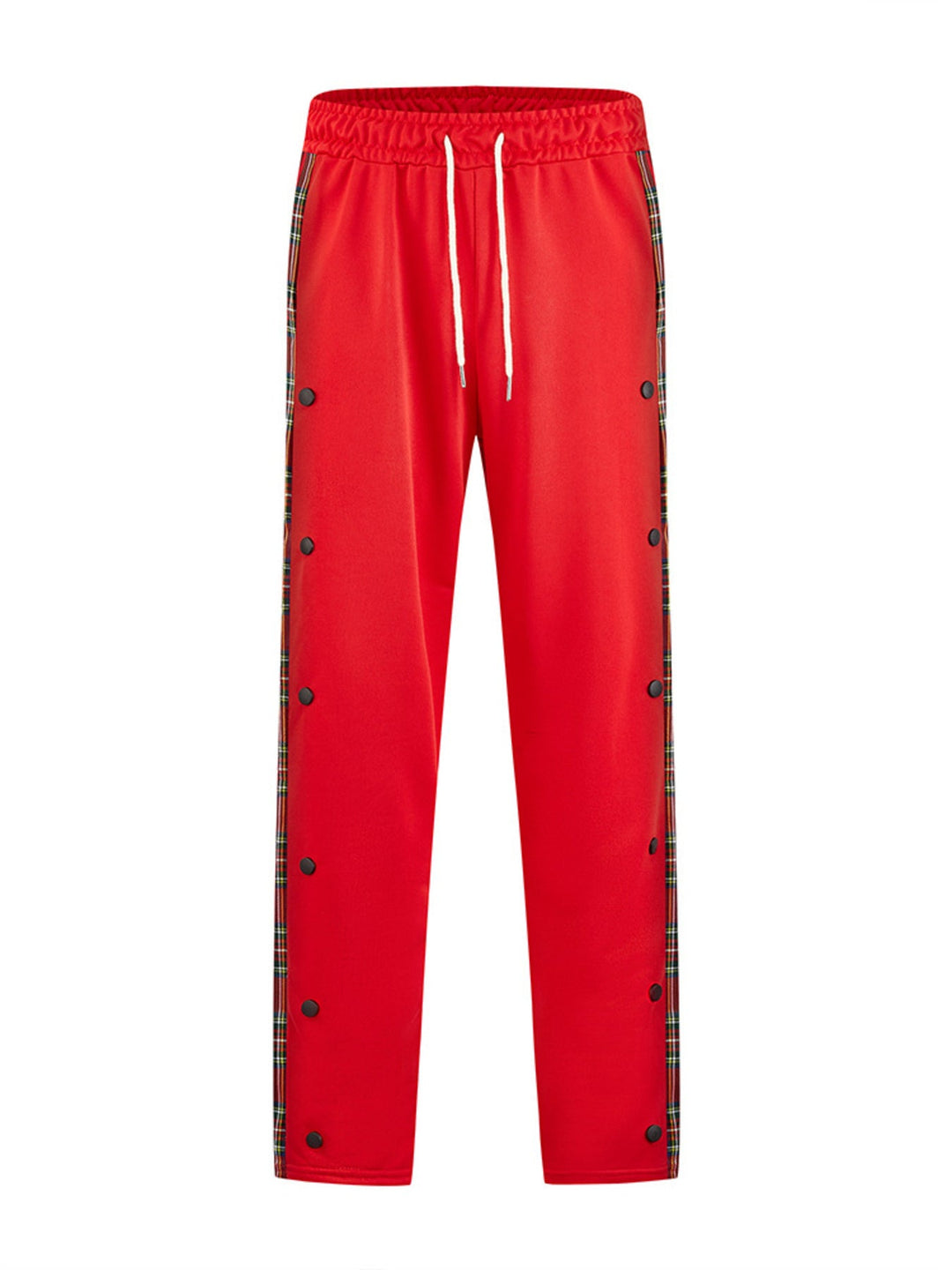 Men's Full Size Drawstring Plaid Side Stripe Pants Plus Size