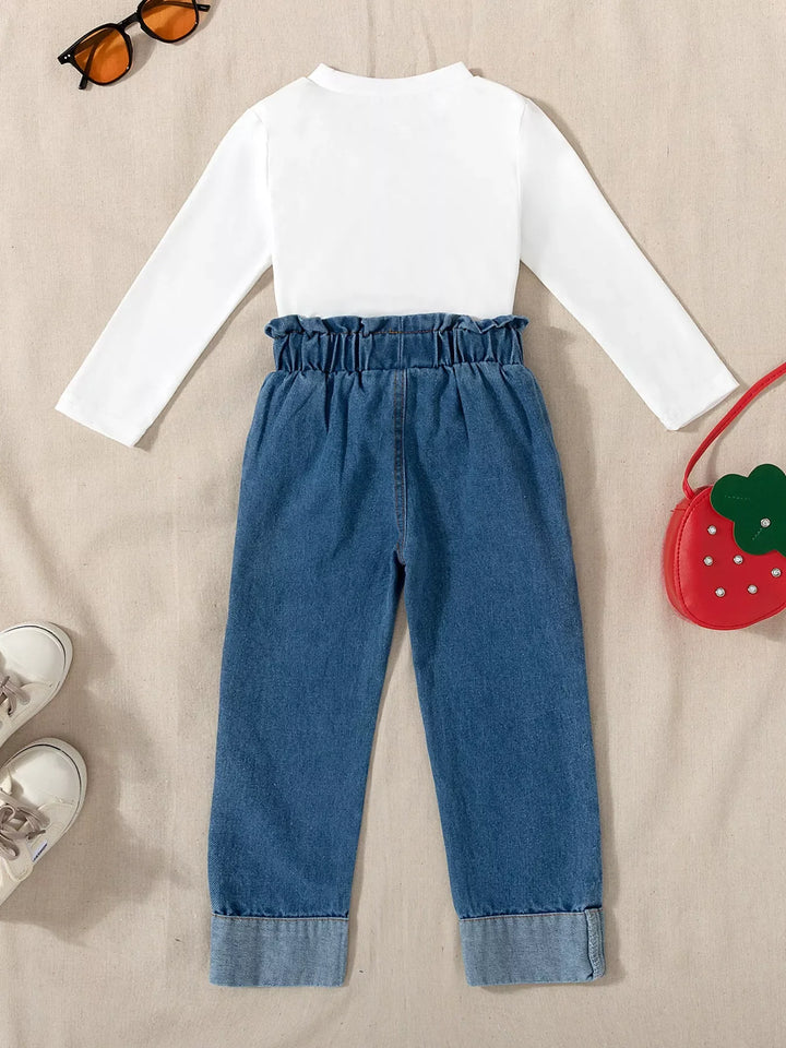 Children's Strawberry Long Sleeve Top and Jeans Set