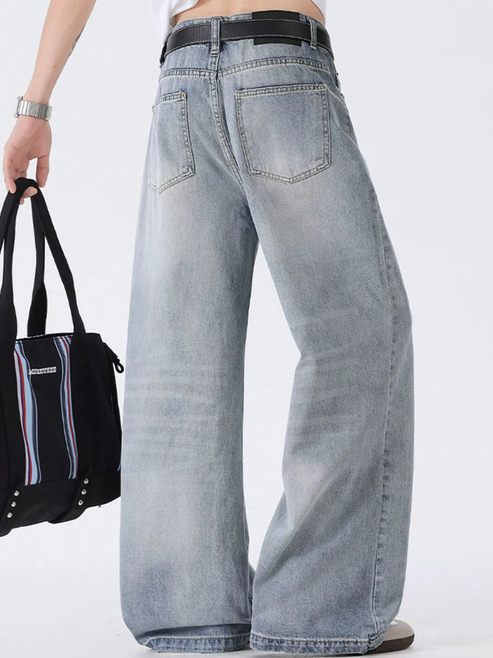 Men's Full Size Washed Wide Leg Jeans Plus Size