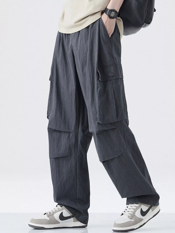 Men's Drawstring Wide Leg Cargo Pants