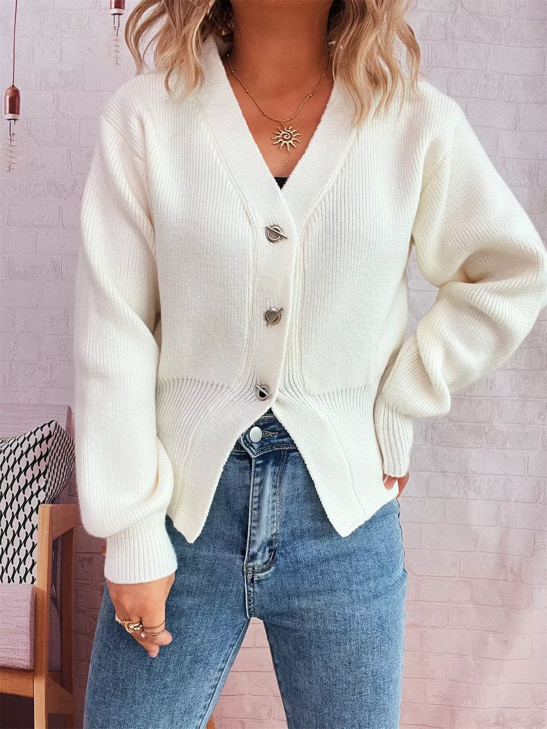 Button Up Long Sleeve Cardigan
