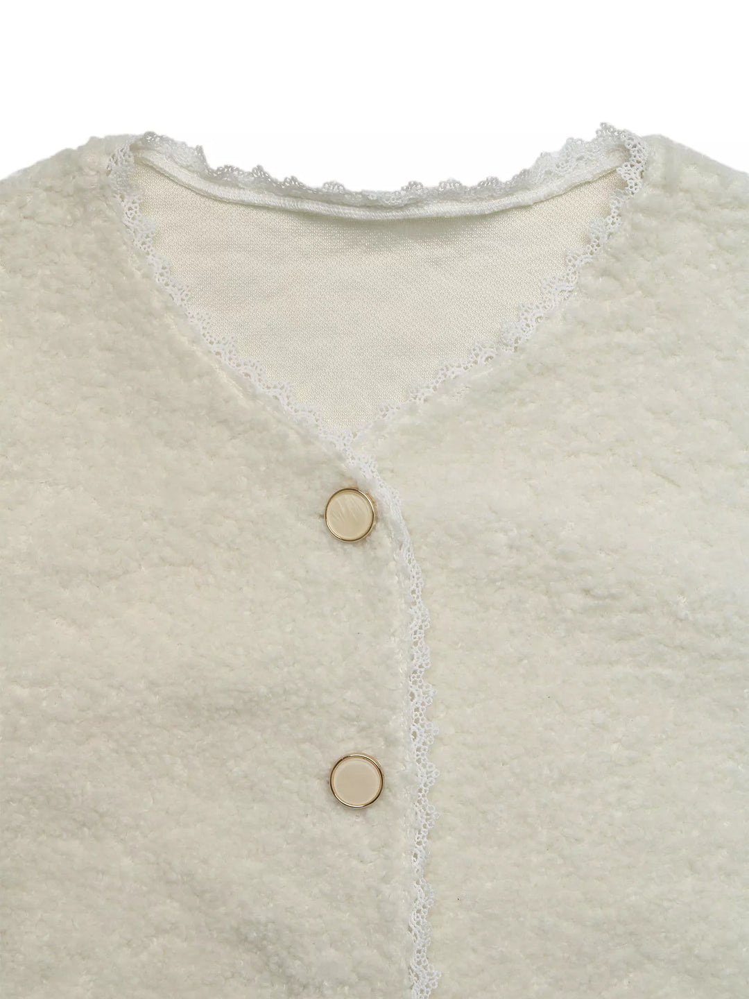 Lace Detail Button Up Long Sleeve Outerwear