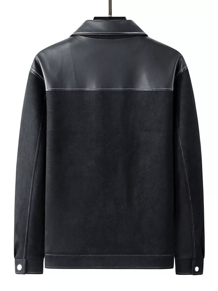 Men's Plus Size Snap Down Long Sleeve Shacket