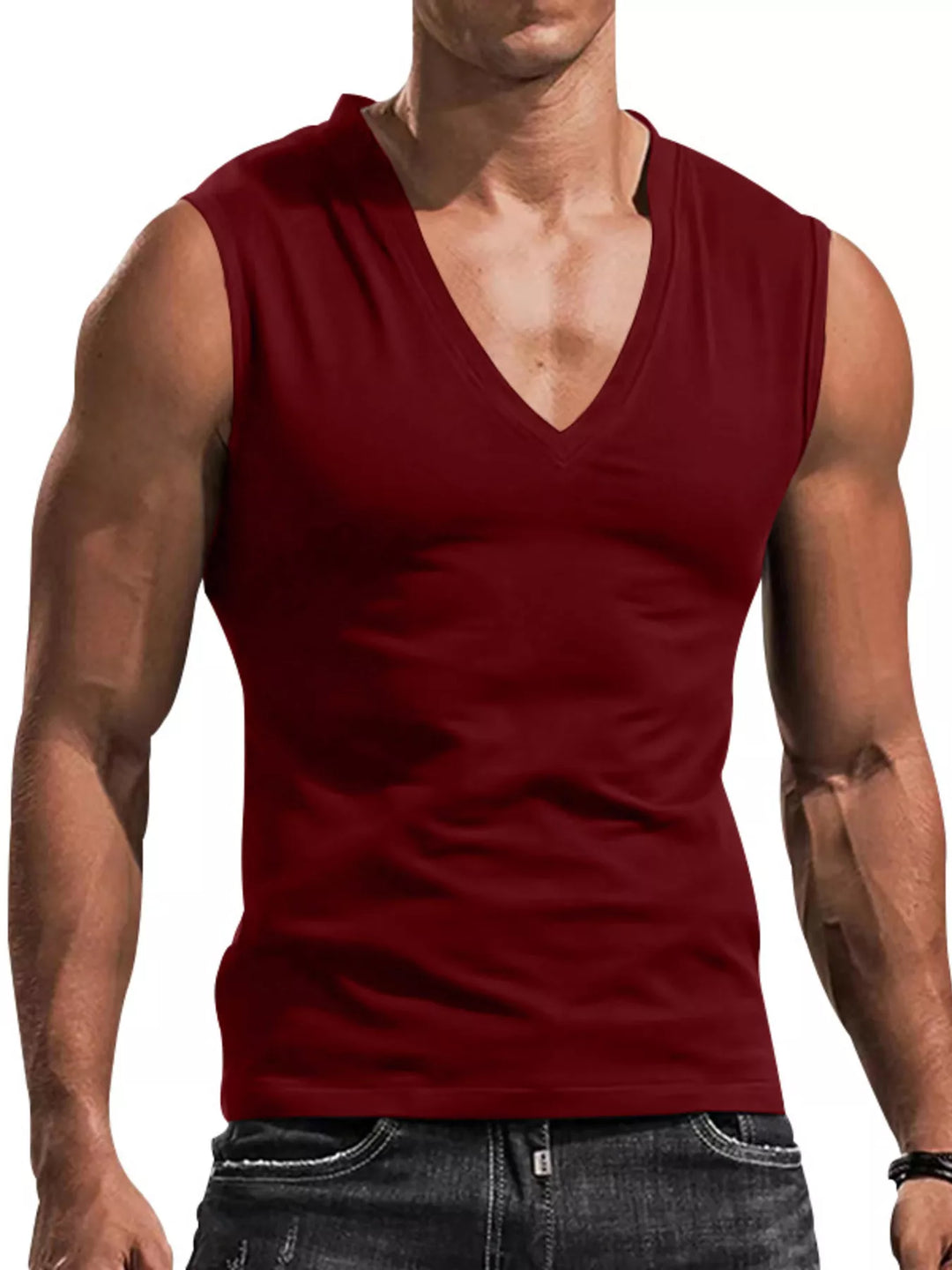 Men's Full Size V-Neck Tank Top Plus Size