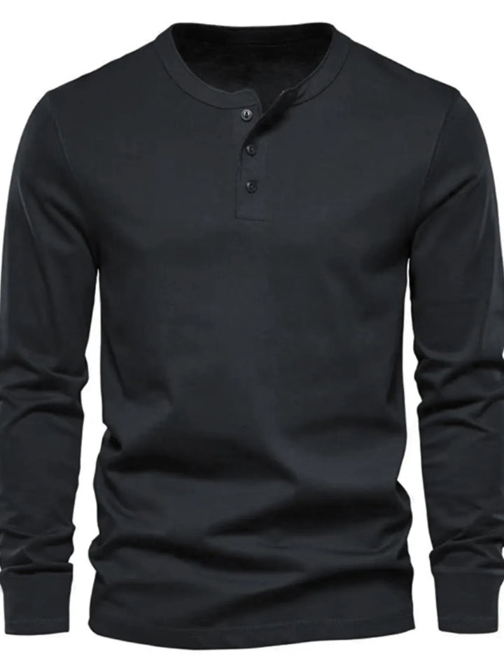 Men's Full Size Button Detail Long Sleeve Henley T-Shirt Plus Size