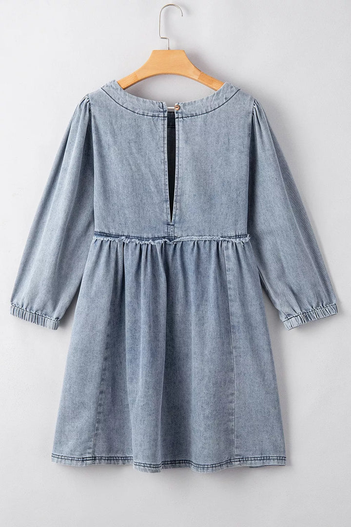 Vintage Wash Denim Dress with Pockets