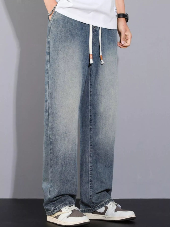 Men's Plus Size Pocketed Wide Leg Jeans