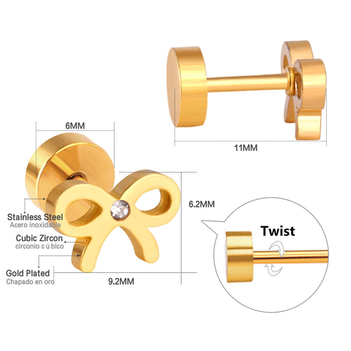 European And American Bow-knot Screw-back Stud Earrings