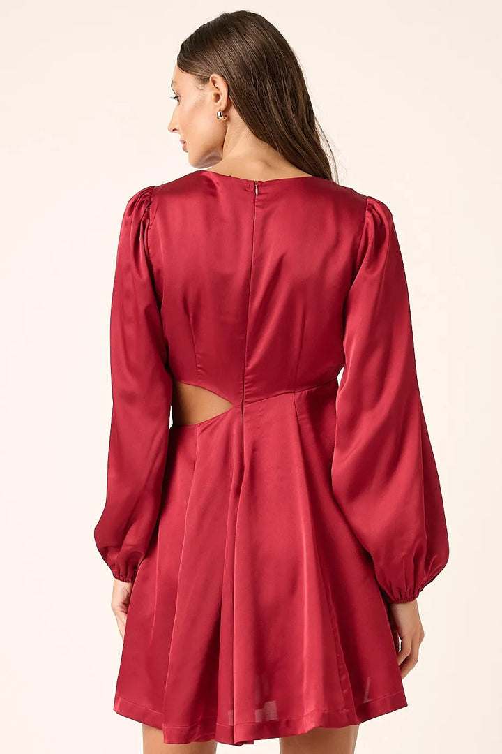 Mittoshop Satin Side Cutout Detail Mini Dress