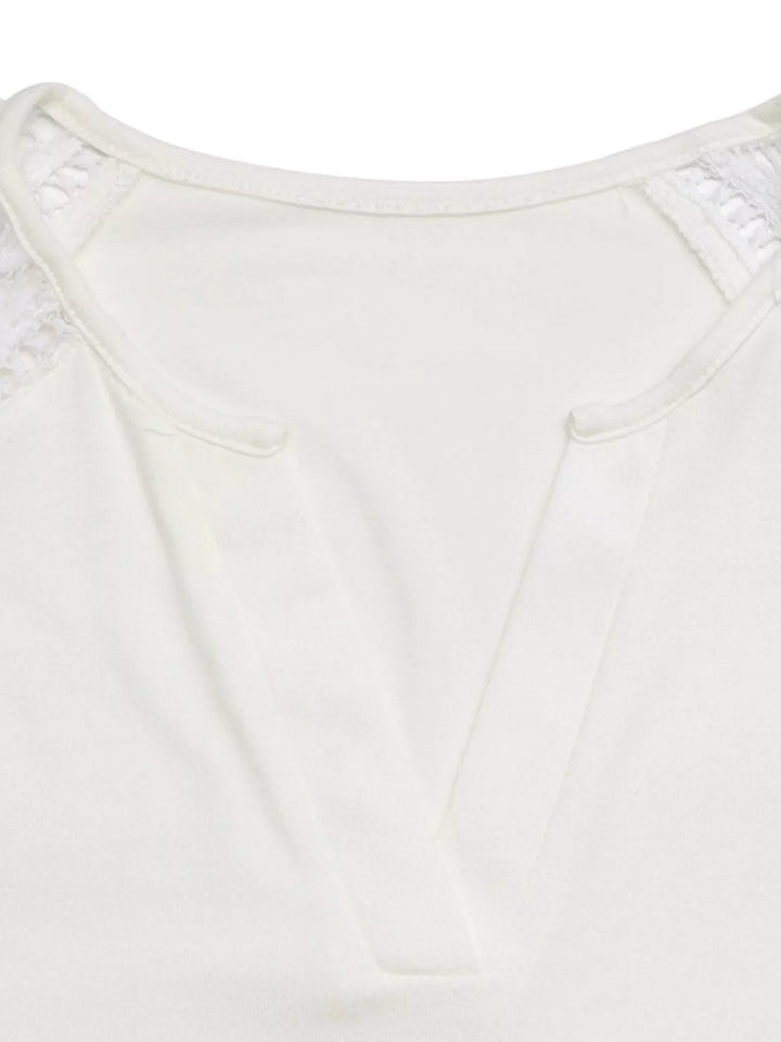 Lace Sleeve Notched Top