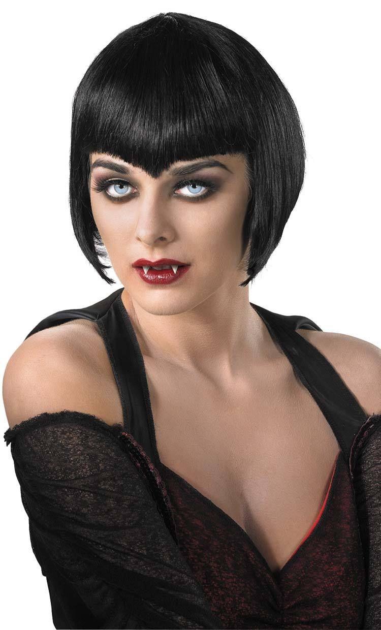 Short Black Vampiress Vampira Adult Costume Wig