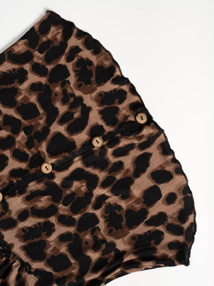 Leopard Print Button-Down Top