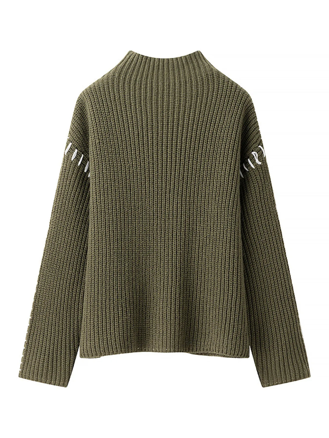 Contrast Mock Neck Long Sleeve Sweater