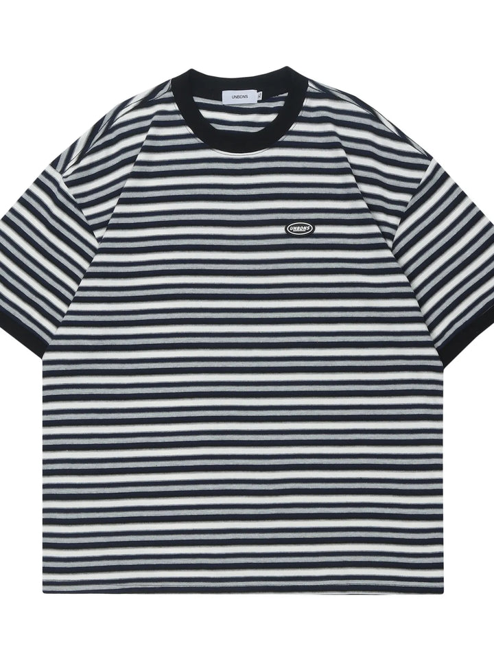 Men's Classic Striped Cotton Crew Neck T-Shirt