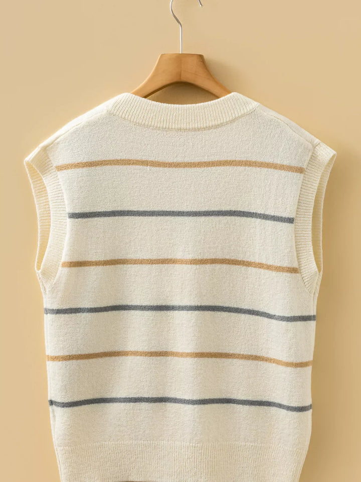 Striped Button-Down Sweater Vest