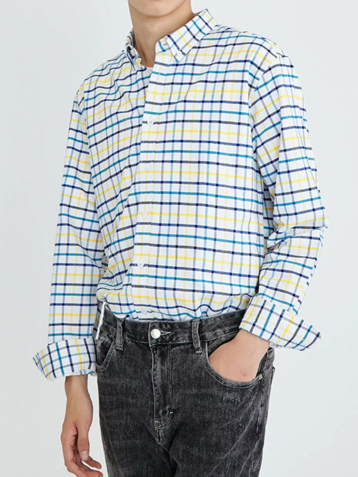 Men's Full Size Plaid Long Sleeve Shirt Plus Size