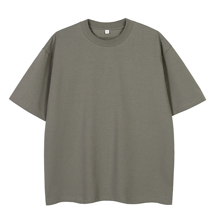Double Yarn Short Sleeve Sweat-absorbing Cotton T-shirt Top