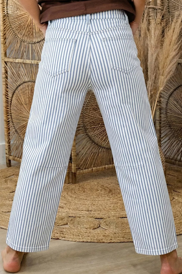 Striped Barrel Leg Jeans
