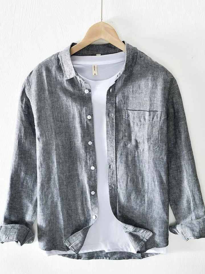 Men's Plus Size Button-Up Shirt with Chest Pocket