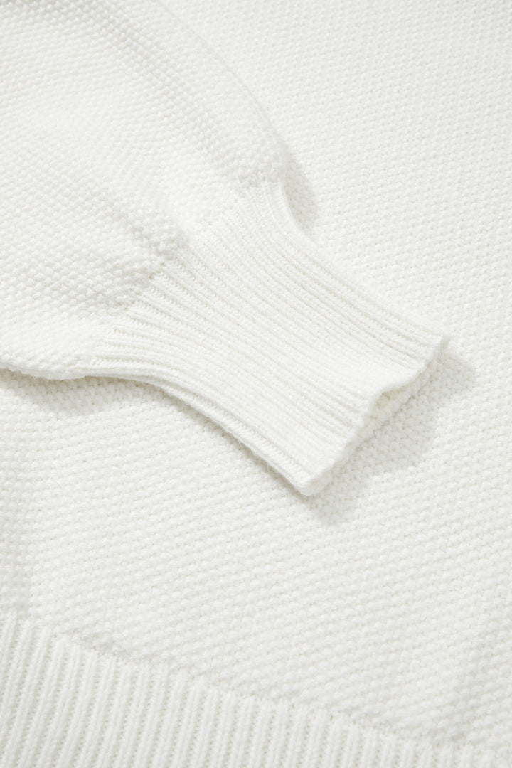 White HOHOHO MERRY CHRISTMAS Chenille Graphic Drop Shoulder Holiday Sweater