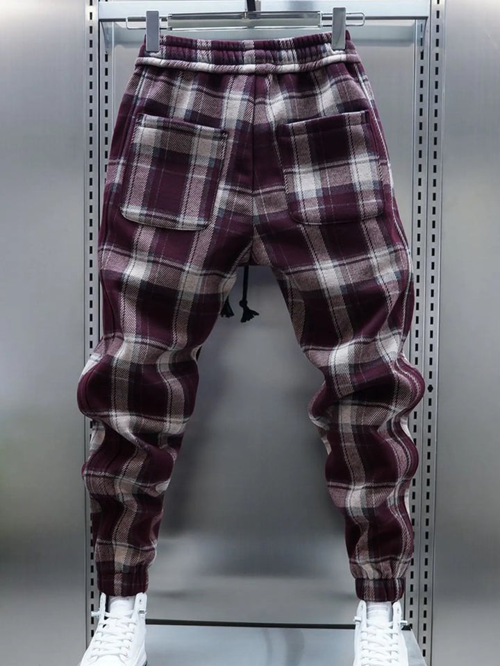 Men's Plus Size Plaid Drawstring Joggers