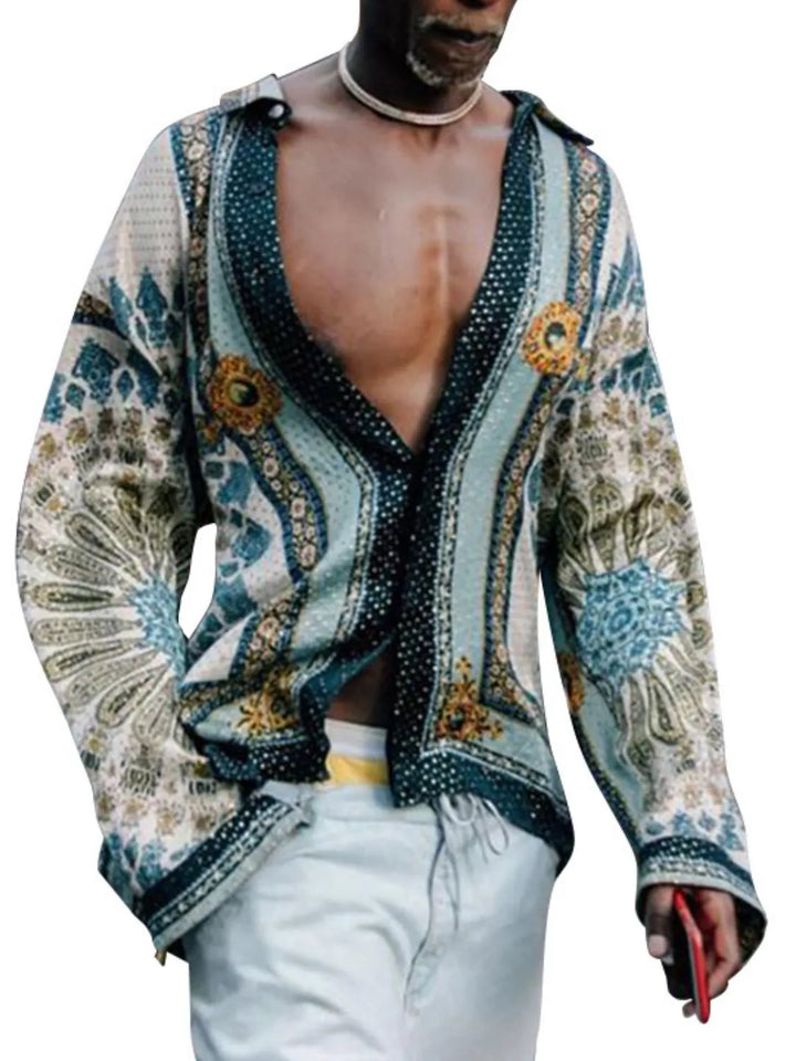 Men's Full Size Collared Neck Long Sleeve Shirt Plus Size