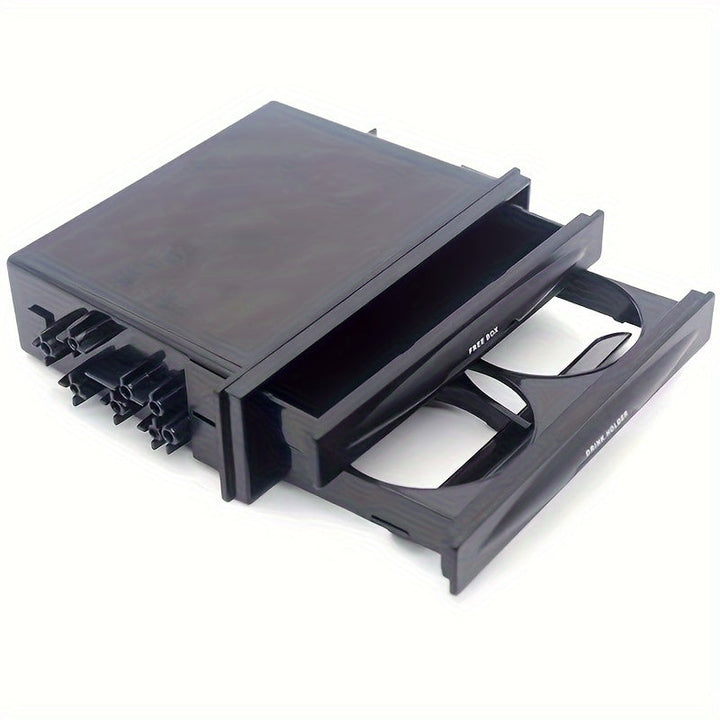 Single Din Radio Pocket, 2 In 1 Car Radio Storage Box Multi Purpose ABS Universal 1DIN 2 Layer Black Cup Holder