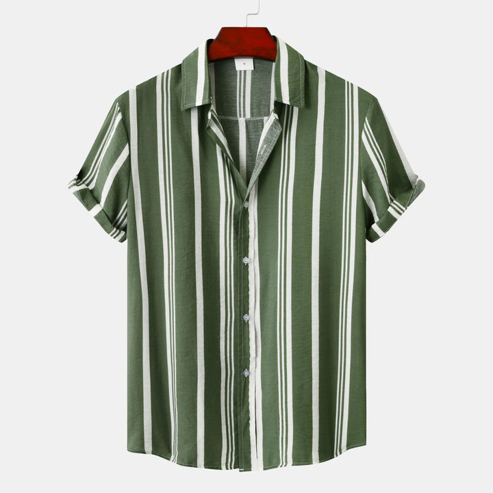 Men's Plus Size Striped Short Sleeve Button-Down Shirt