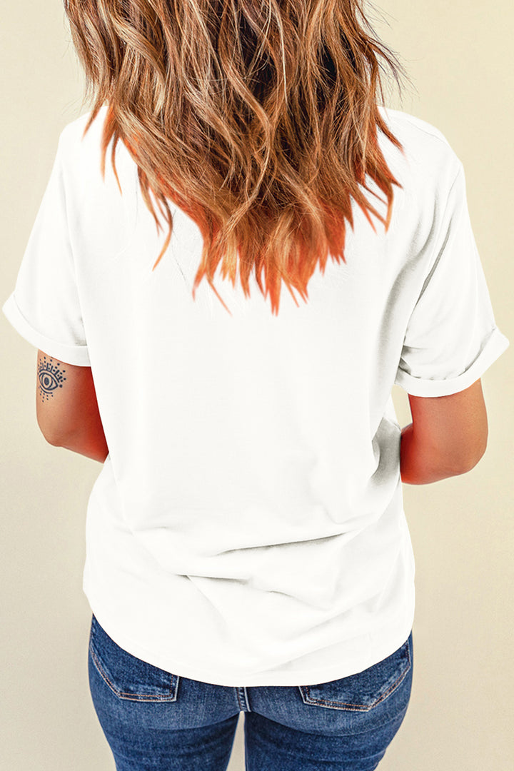 White American Coquette Embroidered Dog Casual T Shirt