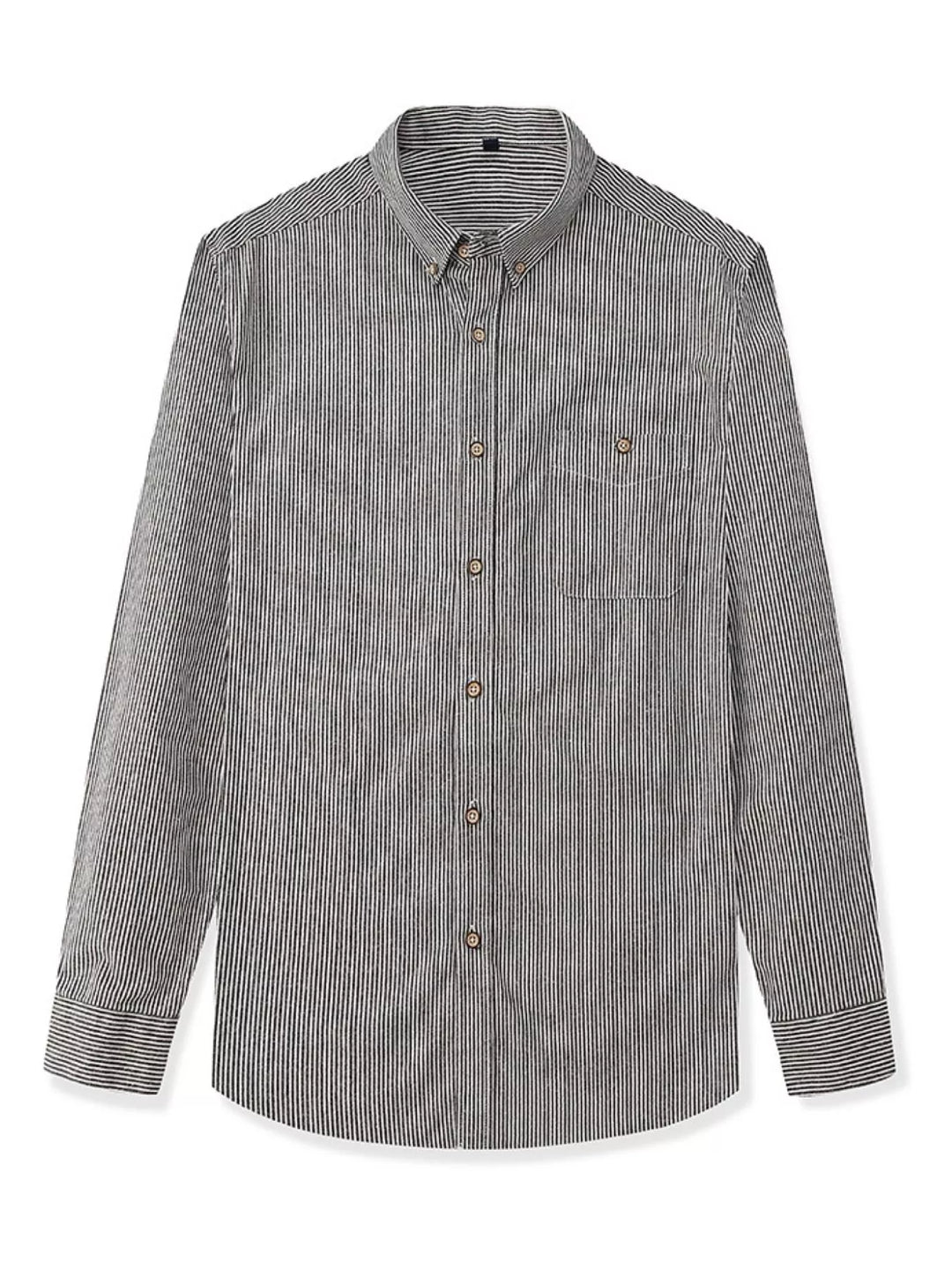 Men's Full Size Casual Striped Corduroy Shirt Plus Size