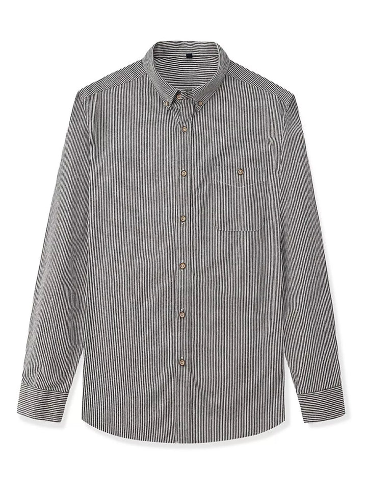 Men's Full Size Casual Striped Corduroy Shirt Plus Size