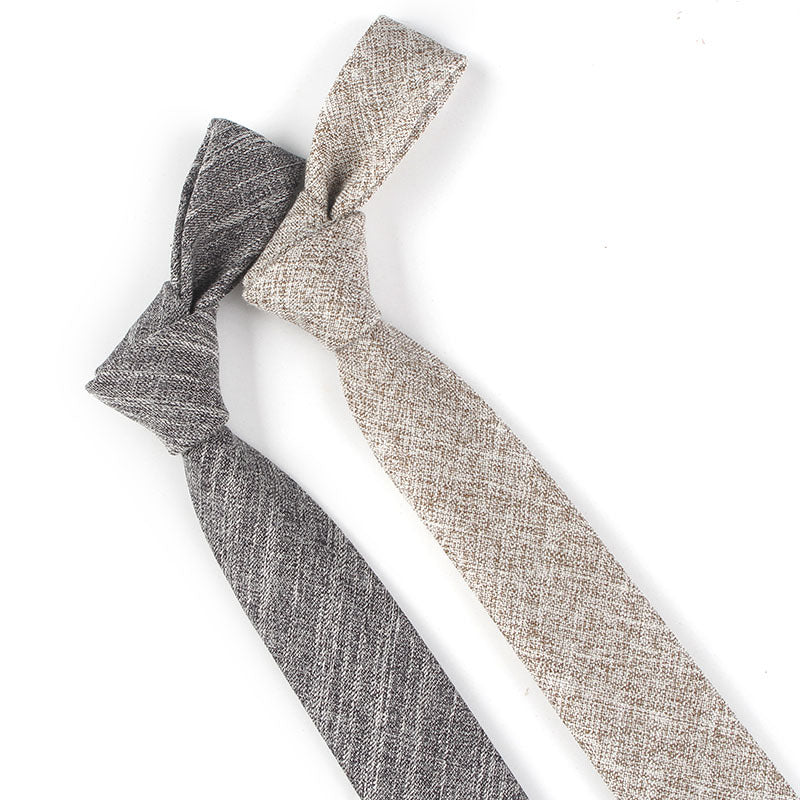 Solid Color Korean Style Narrow Cotton Men's 6cm Formal Wear Business Casual Wedding Tie
