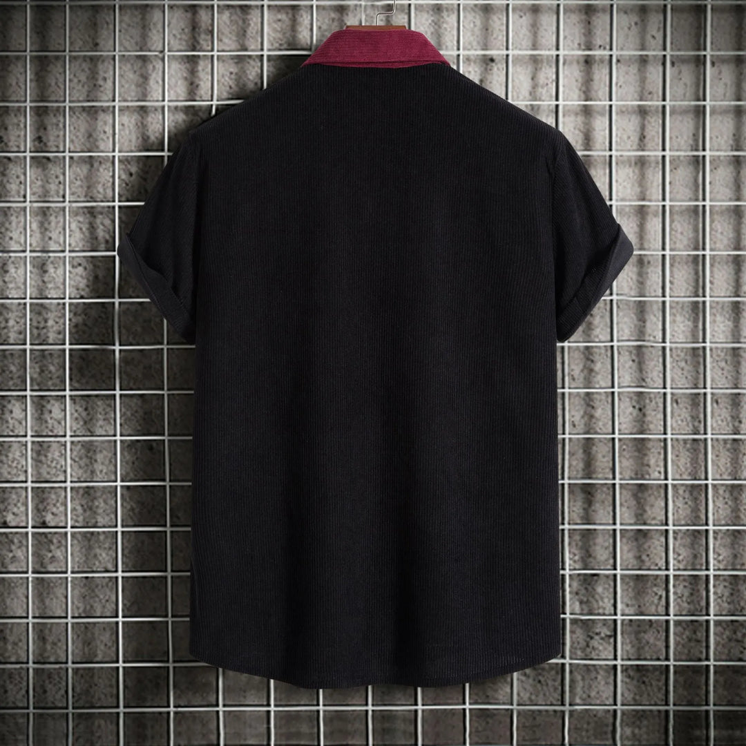 Men's Plus Size Classic Color Block Short Sleeve Shirt