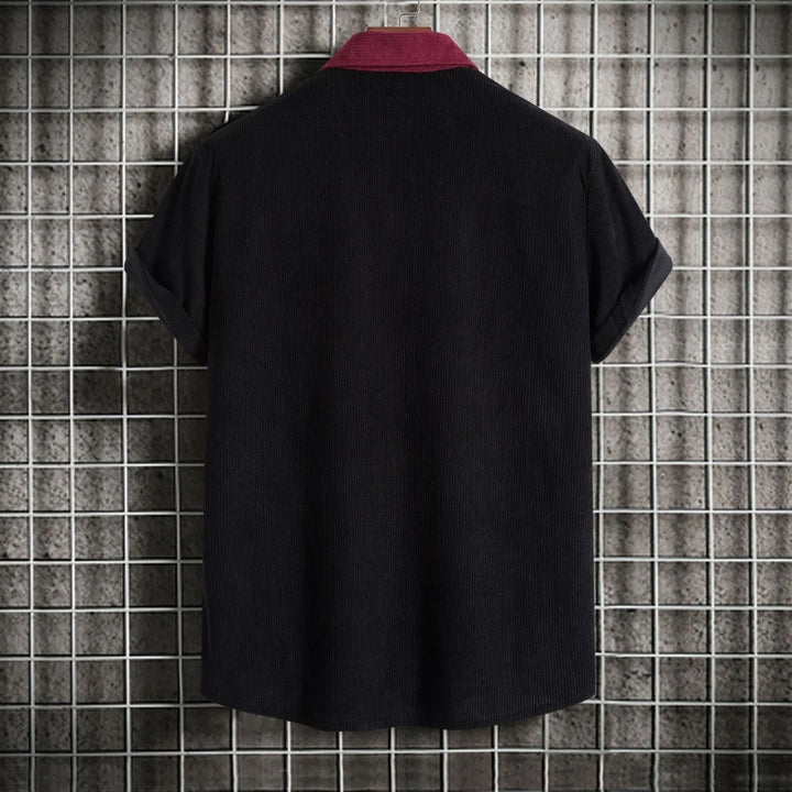 Men's Plus Size Classic Color Block Short Sleeve Shirt