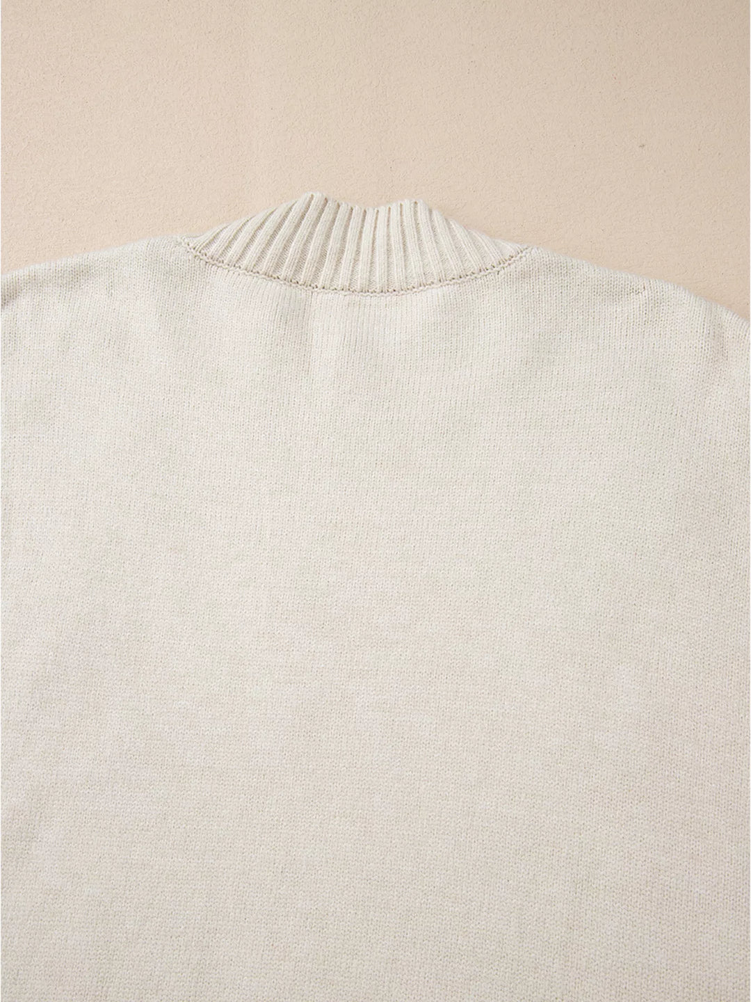 Flower Stitching Mock Neck Sweater