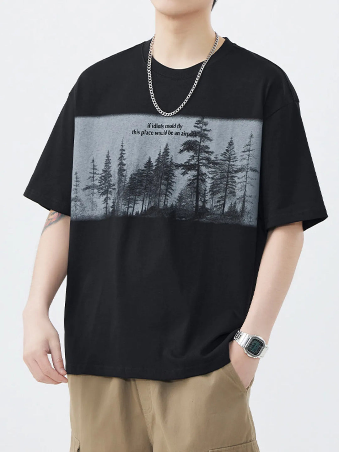 Men's Plus Size Graphic Round Neck Half Sleeve T-Shirt