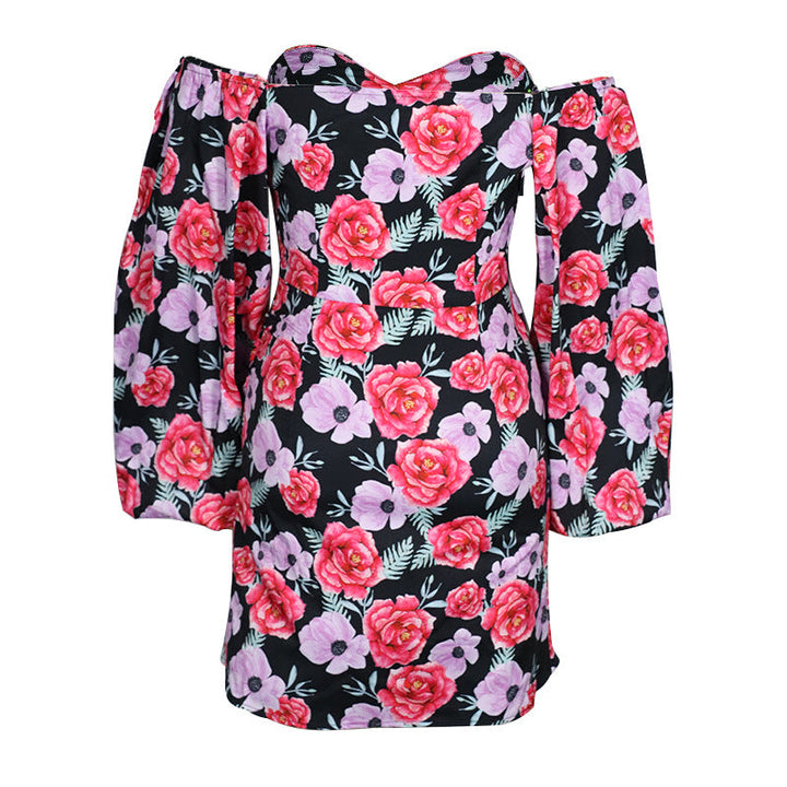Printed Sexy Square Collar Dress Women Spring Summer Arrival