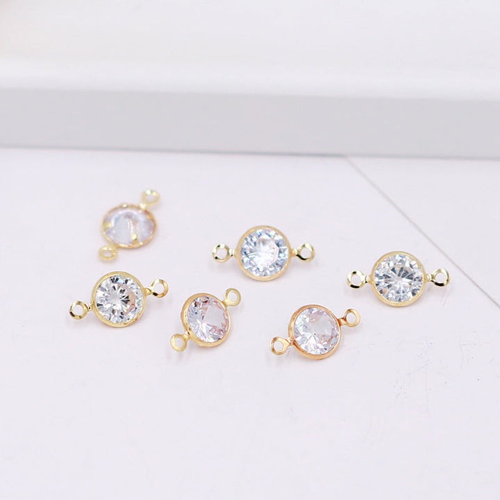 Geometric Zircon Bezel Set Pendant - Gold Plated Color Retention Charm for DIY Earring Jewelry Making Accessories