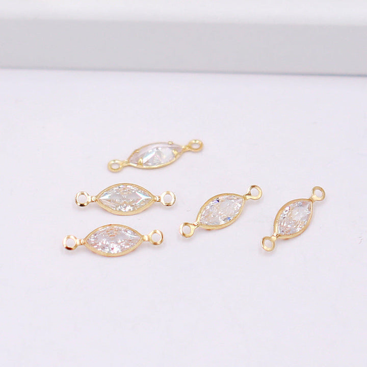 Geometric Zircon Bezel Set Pendant - Gold Plated Color Retention Charm for DIY Earring Jewelry Making Accessories