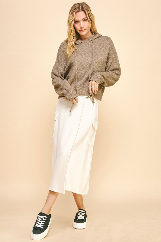 Back To School Sweater - Davi & Dani Drop Shoulder Long Sleeve Hooded Sweater