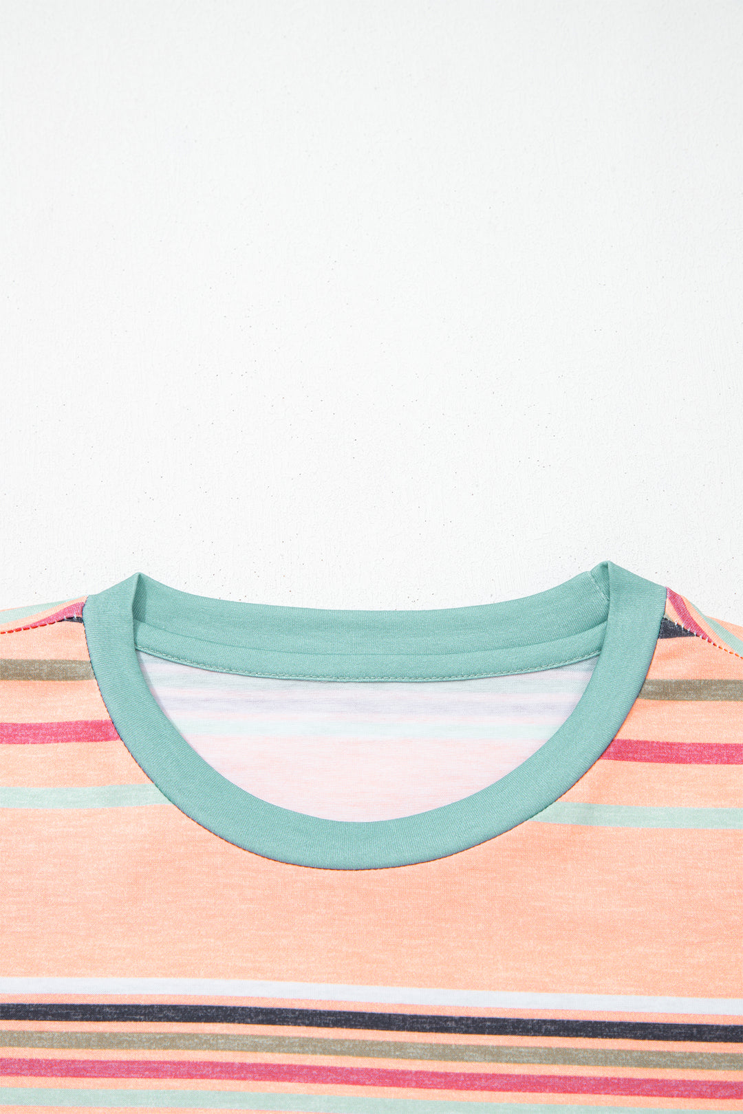 Pink Multicolor Stripes Crew Neck T Shirt