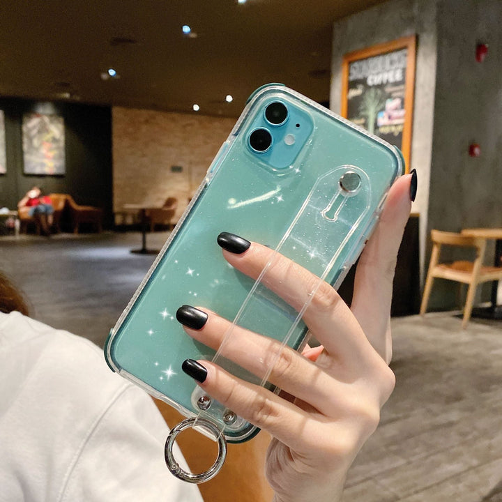 Compatible with Apple , Transparent flash powder anti falling mobile phone case
